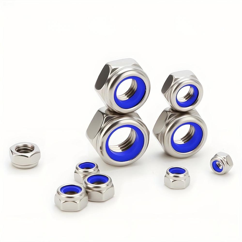 220 Pieces of Stainless Steel Nylon Embedded Anti-Slip and Anti-Loosening Self-Locking Nuts, M3 M4 M5 M6 M8 M10 M12