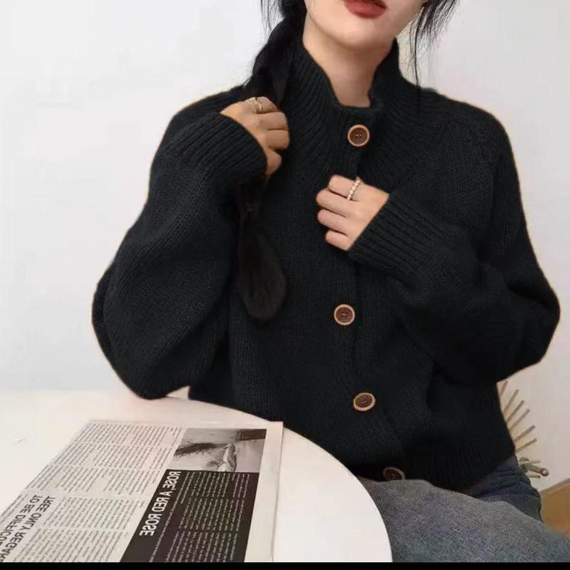 Women's Pullover Sweater New Jacket High Neck Autumn and Winter Style Knitted Cardigan