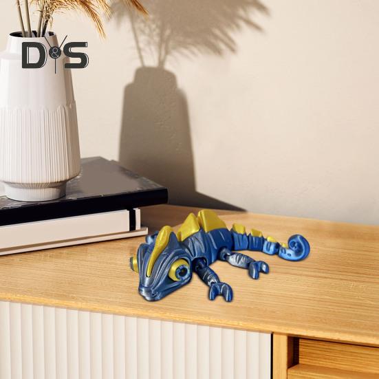 3D-печатная фигурка хамелеона, подвижные глаза, мини-фигурка ящерицы, шарнирная модель животного, игрушка, украшение для дома, офиса, книжной полки, рабочего стола