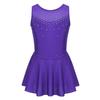 Gymnastics Leotard Dress Kids Girls Sleeveless Mesh Splice Figure Ice Skating Dress Dance Performance Costume Ballet Dancewear
