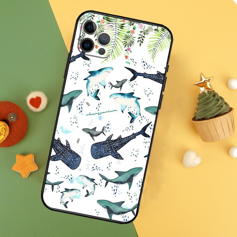 Мультяшный чехол-акула для iPhone 14 16 15 12 11 13 Pro Max X XR XS Max 7 8 Plus 12 13 Mini Чехол Coque