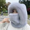4-in-1 Beanies Cap Plush Mask Hat Scarf Set New Pullover Cap  Unisex