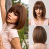 Модный парик Qi Bangs Orange Short Hair Bobo Head Full Head парик для женщин