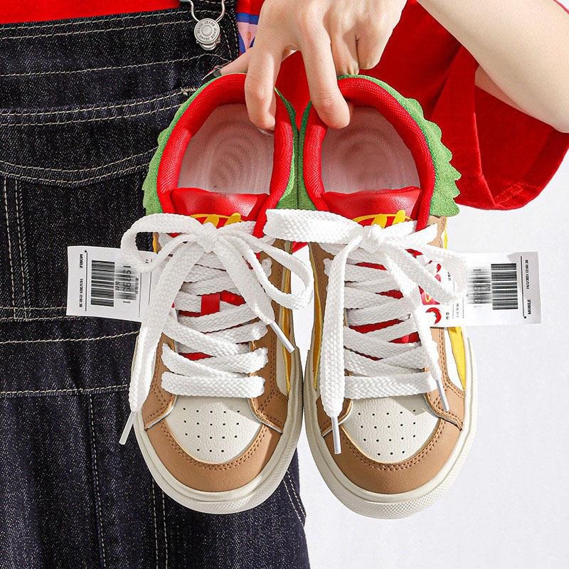 Гамбургер обувь женская осень новая нишевая оригинальная обувь-хлеб дофаминовая универсальная американская кэжуал обувь на толстой подошве