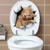Смешные оранжевые коты, выглядывающие из дыры, Наклейки на унитаз, Водонепроницаемый самоклеящийся декор для крышки унитаза, Украшение для ванной комнаты