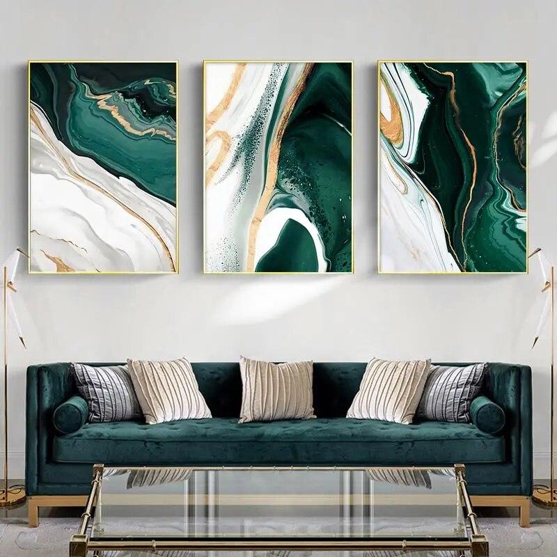 Современный зеленый мраморный холст, картина, настенная живопись, абстрактный роскошный плакат и принт для домашнего декора, интерьер, дизайн гостиной, без рамки