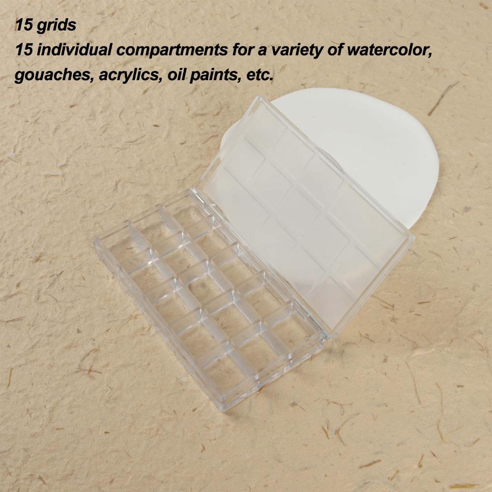 2PCS Transparent Paint Box 15 Grids Art Pigment Container Daily Art Class Arrangement