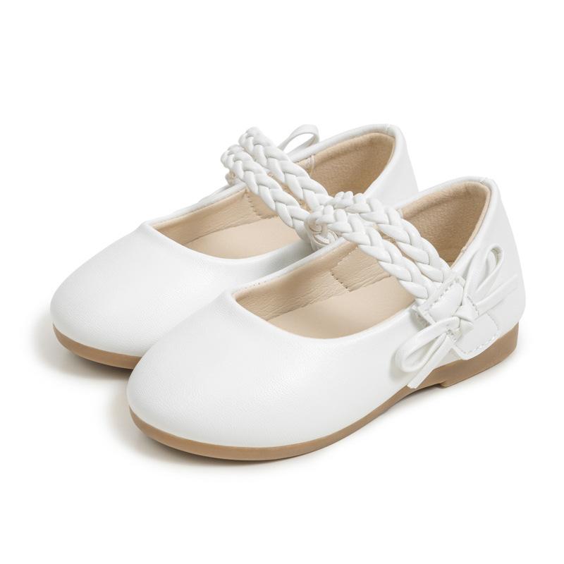 Модные белые детские туфли для девочек из искусственной кожи, туфли для принцессы на свадьбу, школьные туфли на низком каблуке, балетки для маленьких и больших детей