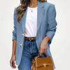 Ladies' Casual And Fashionable V-neck Button Up Long Sleeved Solid Color Jacket
