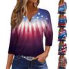 Women's T Shirt Print Button 3/4 Sleeve Daily Weekend Fashion Basic V- Neck Regular Top