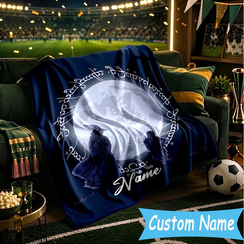 1PC Custom Name Middle-earth Adventure Map Throws Blanket Flannel Blankets for Couch Bed Gifts for Men Women Travel Picnic Christmas fan Gifts