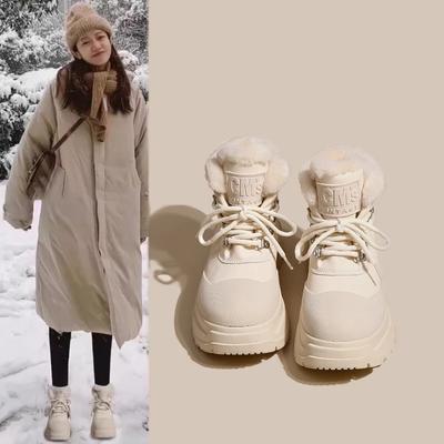 2024 Новые зимние женские ботинки, высококачественные теплые зимние ботинки, удобные ботильоны на шнуровке, водонепроницаемая женская обувь для походов