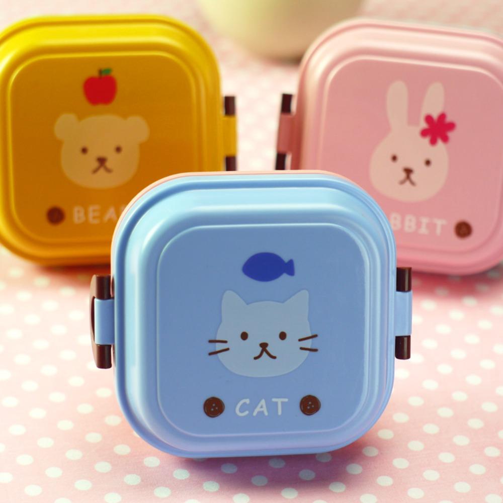 Double Layer Fruit Animal Children Plastic Food Storage Box Tableware Lunch Box Fresh Keeping Box
