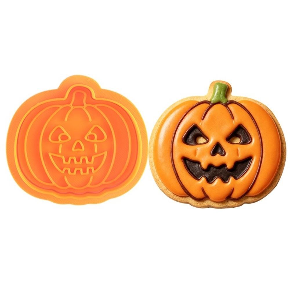 Plastic Pumpkin Emboss Cookie Stamp Mini Halloween Cookie Cutters Fondant Molds Kitchen