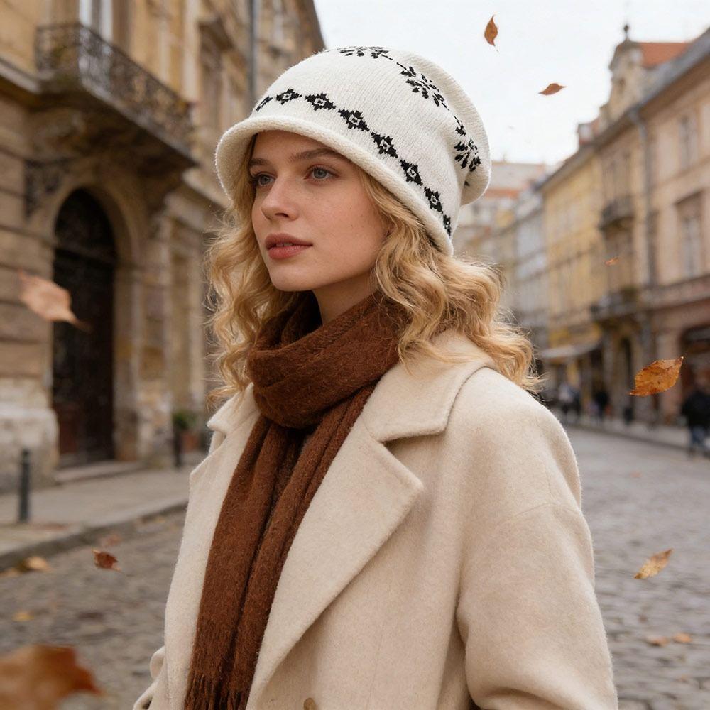 Jacquard Weave Ear Protection Hat Seasonal Warmth Korean Beanie Cap Autumn Winter Season