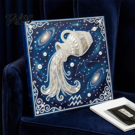 Набор для рисования стразами DIY, набор для рисования искусственным жемчугом, 12 созвездий для ручной работы, декоративные поделки на деревянной раме для взрослых, начинающих