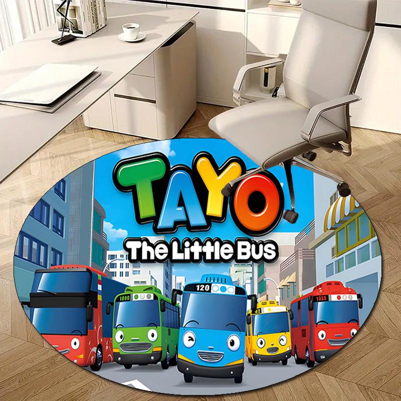 1pc Tayo The Little Bus1 Design Printed Area Round Carpet for Bedroom Living Room Home Decor Rugs Mat Non Slip Mat Rug for Bedside