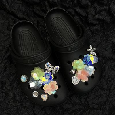 Новинки, Блестящие стразы, Цветочные пряжки для обуви, Цветы для обуви, Декоративные аксессуары, Аксессуары для DIY, Адаптация для обуви с отверстиями, Новая обувь с отверстиями