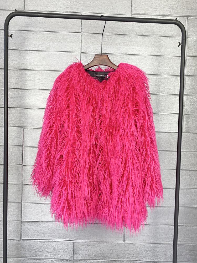 Женское пальто средней длины из искусственной овечьей шерсти в корейском стиле, бежевое