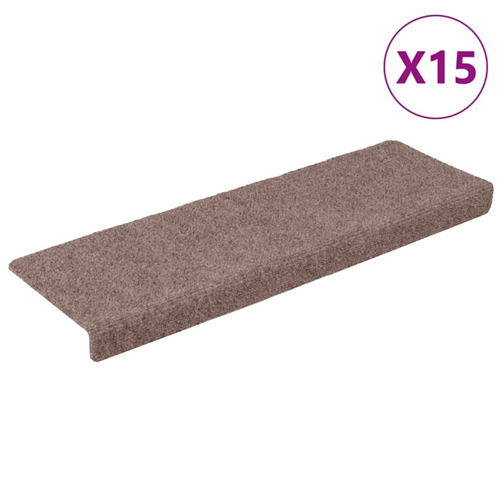 Self Adhesive Stair Treads 15 pcs 65 x 21 x 4 cm Light Brown Rectangular Edge