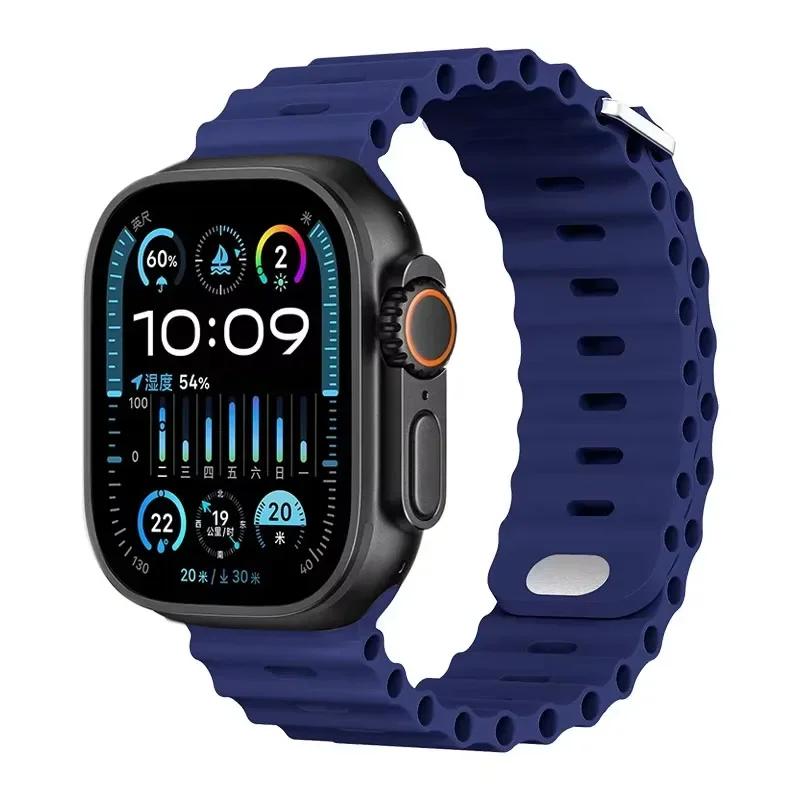 Силиконовый ремешок Ocean для Apple Watch Ultra 3/2 49 мм Серии 11/10 46 мм 42 мм 9 8 7 45 мм 41 мм Ремешок для часов iWatch 6 5 SE 44 40 мм