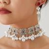 Женские винтажные полые наборы украшений, ожерелье с кисточкой из имитации жемчуга, серьги