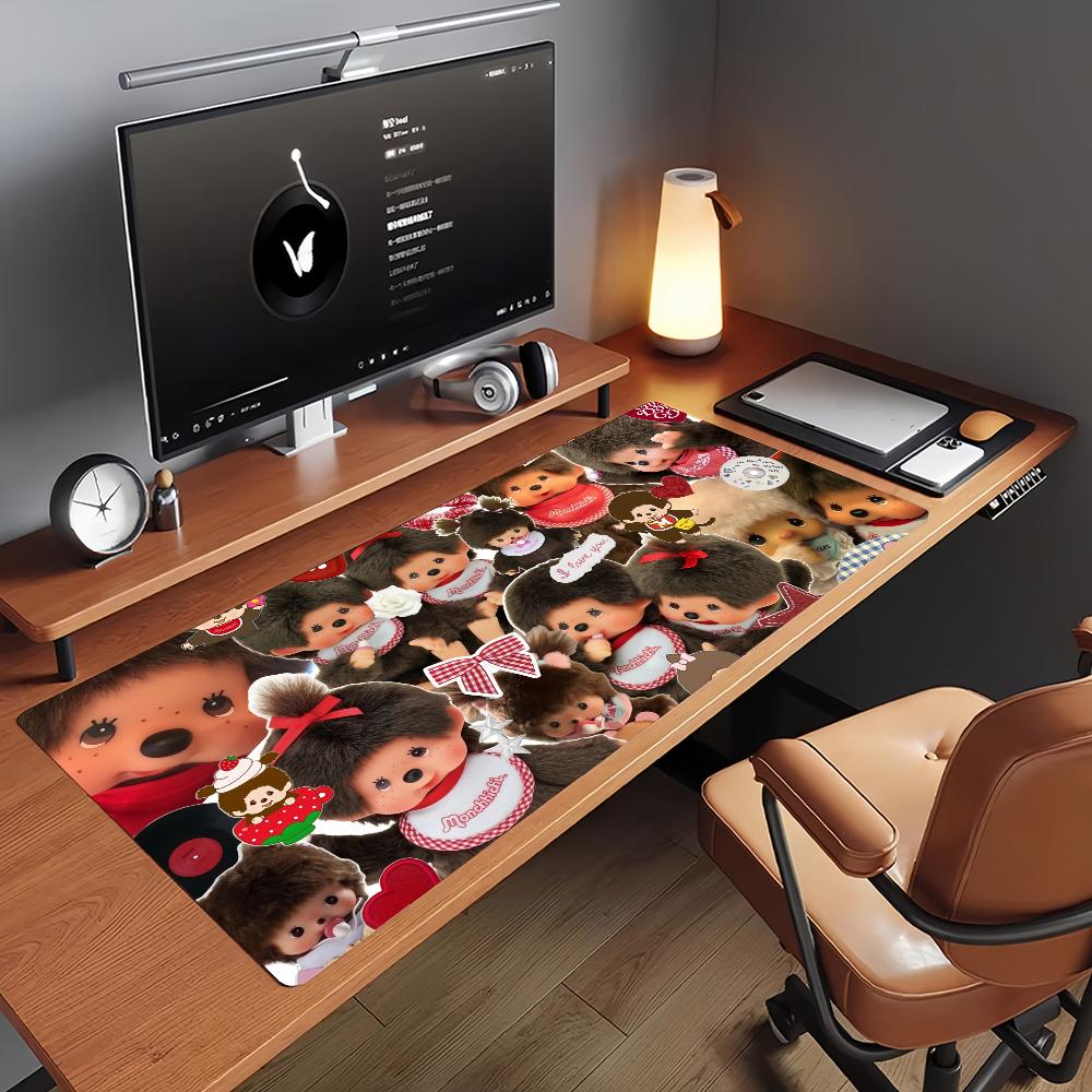 Cute M-Monchhichi-M Mouse Pad Non-slip Locking Edge DeskMat PC Laptop Accessories Rubber Office Keyboard Large Game