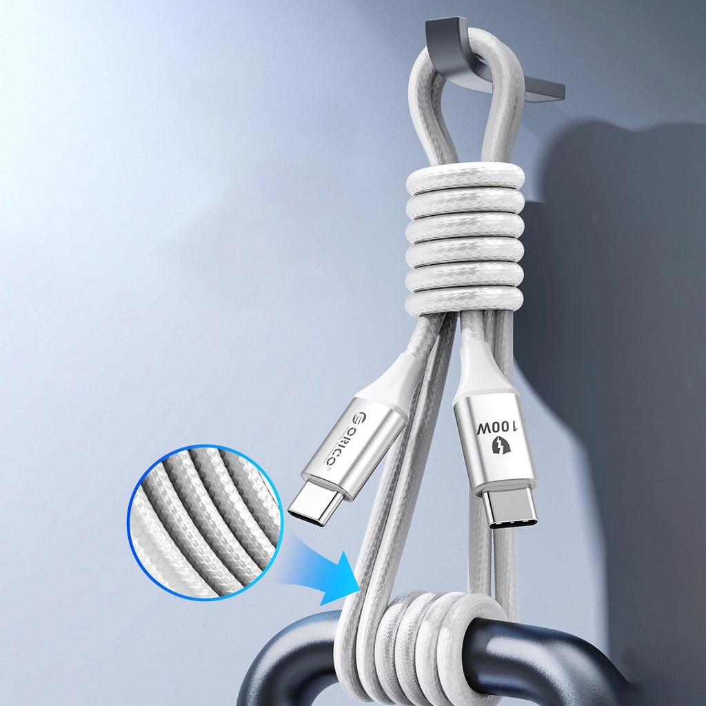Kabel Orico CDX 100W 5A Power Delivery USB-C - USB-C 1m - biały