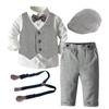 Boy's Gentleman Tuxedo Set: Long Sleeve Jacket, Pants, Vest & Hat