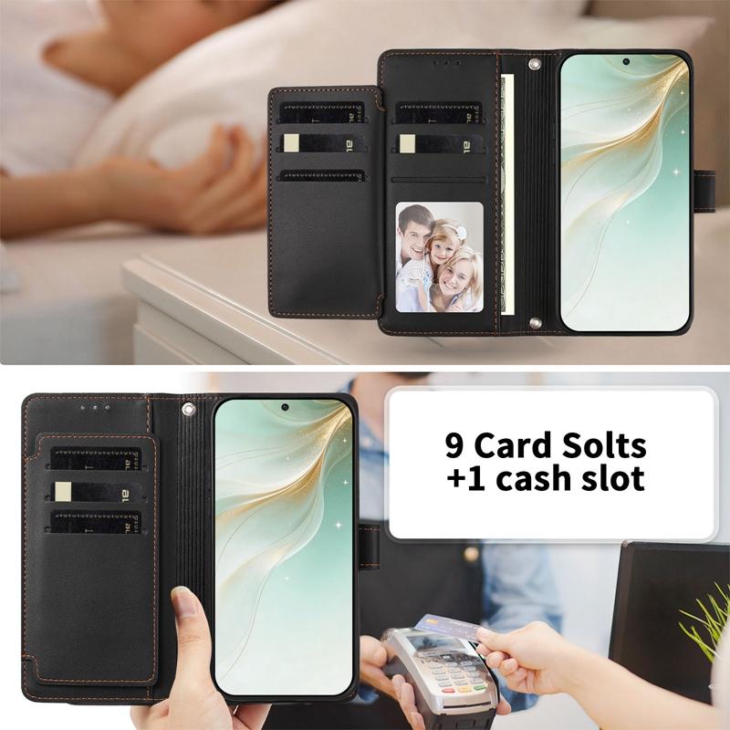 Кожаный чехол-книжка на For Xiaomi Poco F7 F8 Ultra POCO F8 Pro F3 F5 F6 F7 Pro Чехол Мульти 9-карточный кошелек Обложка-книга Funda Coque