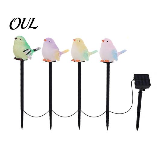 Decorative Courtyard Path Lighting Solar Bird Garden Light, Waterproof Figurine Pathway Lawn Outdoor Decoration Lights Stake LED Lamp for Patio