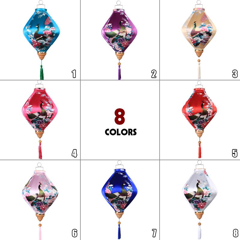 12/14 дюймов китайский традиционный стиль шелковый фонарь ретро павлин узор подвесной фонарь Вьетнам Япония весенний фестиваль вечеринка декор