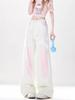 Dopamine Gradient Pink Wide-Leg Summer Pants for Women: Energetic Casual Outfit
