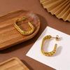 Серьги-кольца С-образной формы из 18-каратного золота: Высококачественная, стойкая к выцветанию, универсальная титановая сталь для женщин