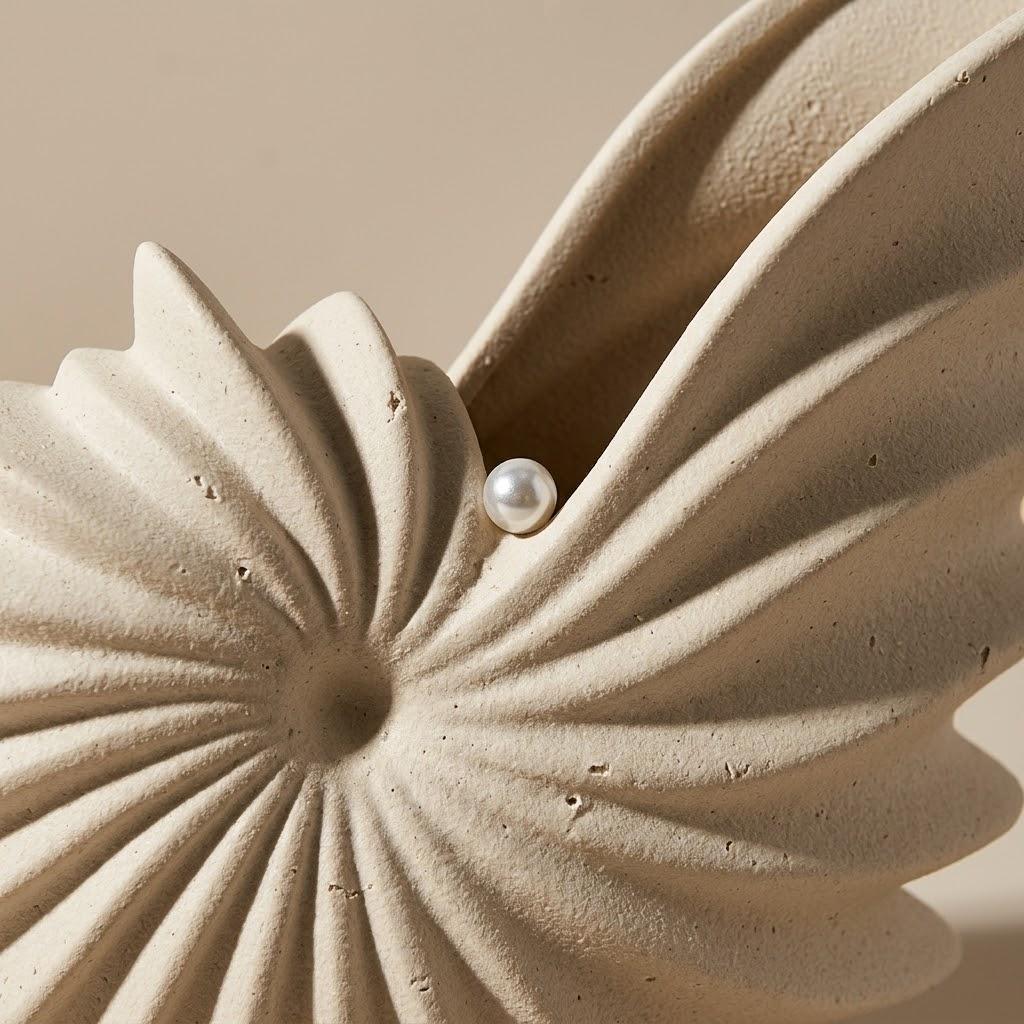 Minimalist Nautilus Shell Ceramic Vase, Modern Spiral Flower Vase for Home Decor, Unique Boho Aesthetic Table Centerpiece, Housewarming Gift