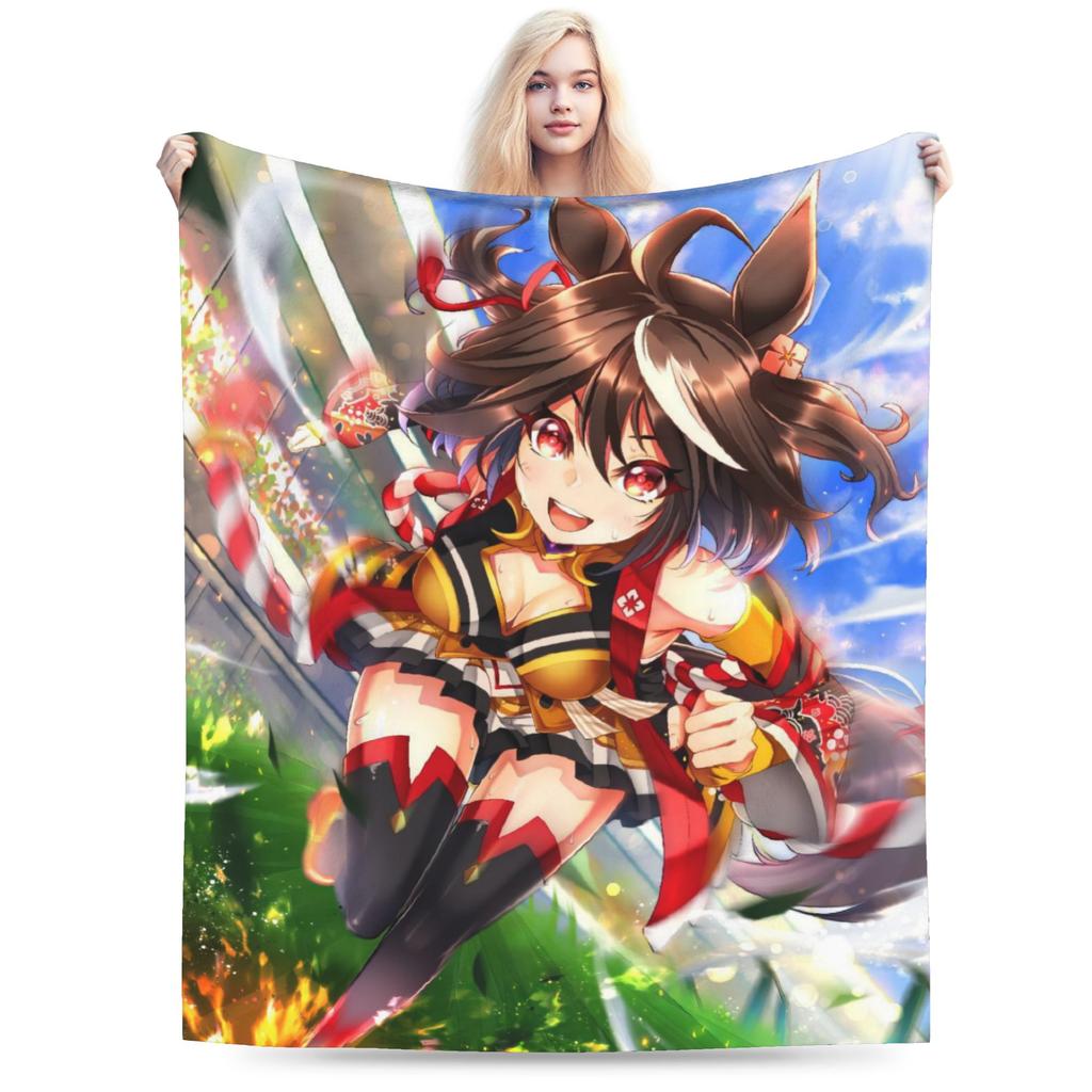 Uma Musume Pretty Derby Blanket Velvet Winter Multifunction Warm Throw Blanket for Bedding Office Bedspreads