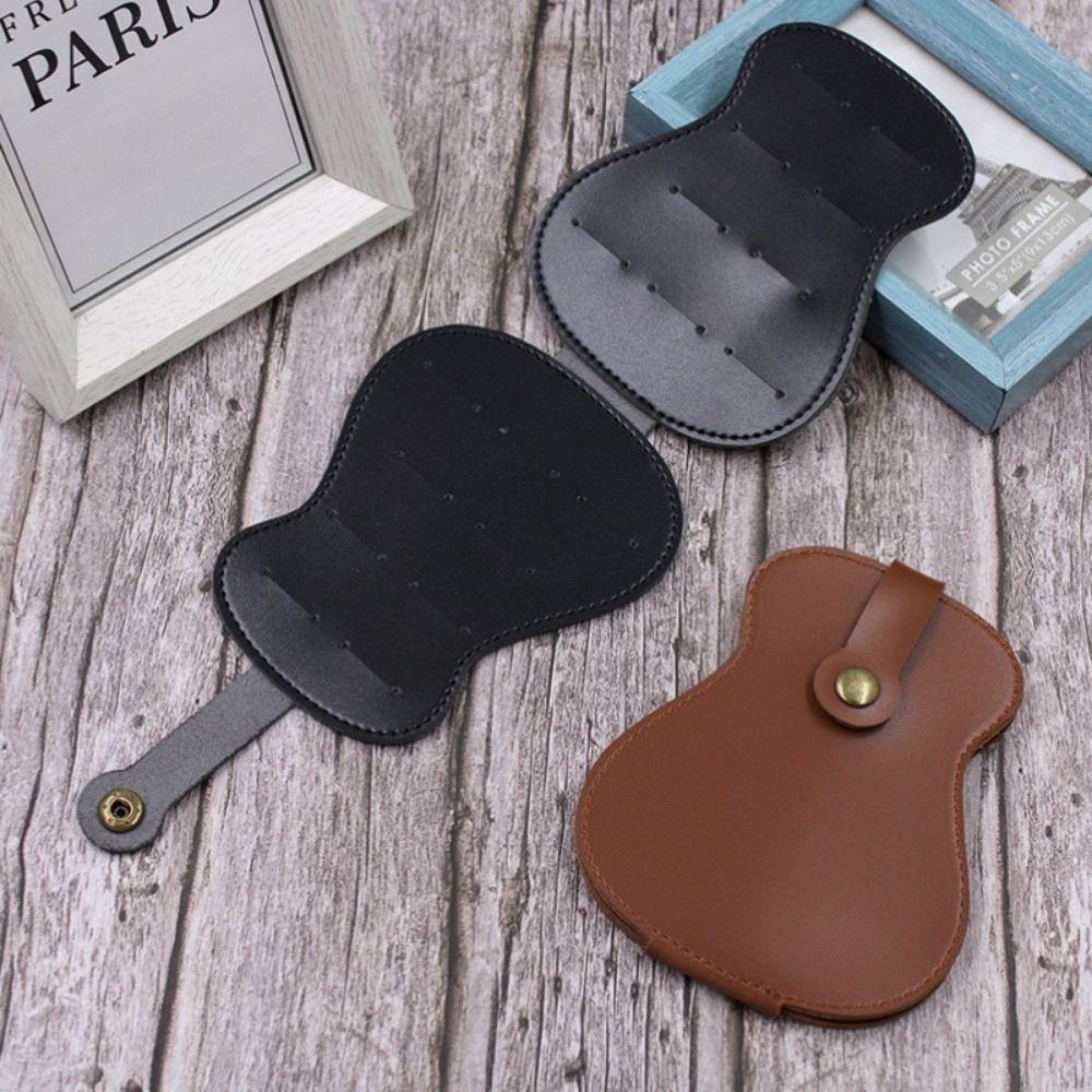 PU Leather Guitar Picks Holder Case Colorful Guitar Plectrums Bag Ukulele Accessories