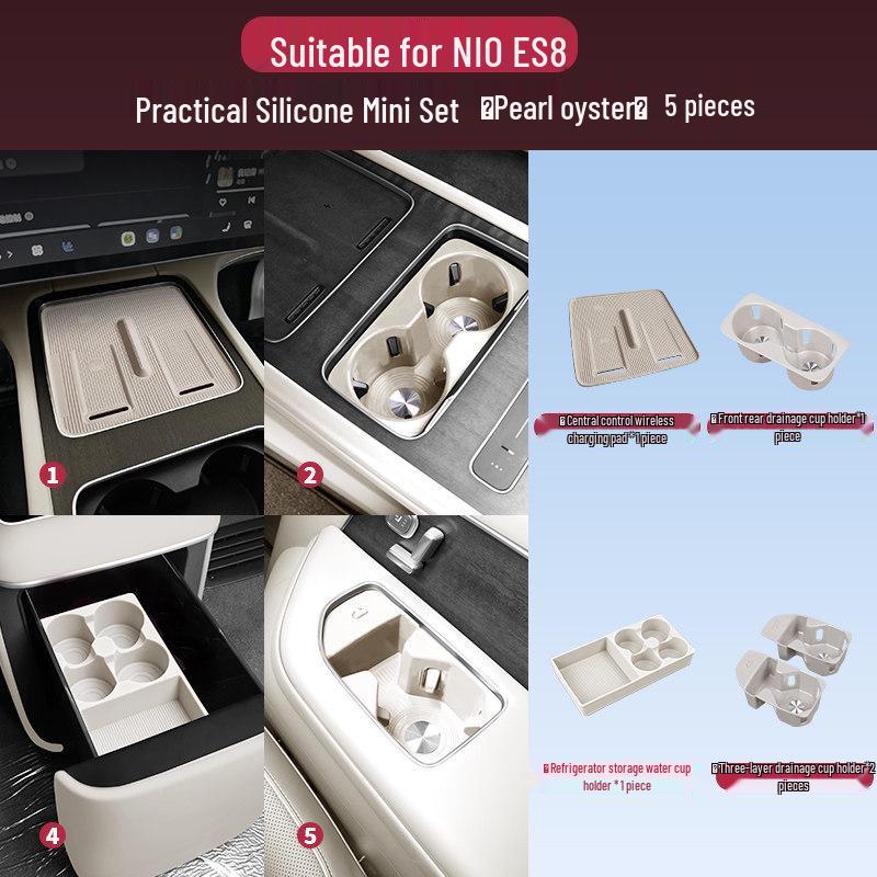 Nio ES8 Console Silicone Pad & Storage Box Set - Fits 26 Model Accessories for Interior Decoration.