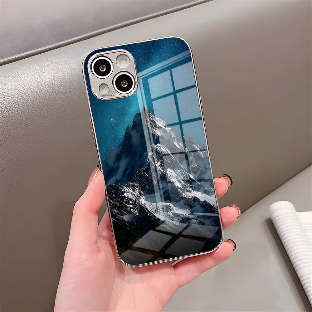 Чехол для телефона с изображением горы Эверест для IPhone 17 Pro Max 15 Pro 16 14 Plus 12 13 Mini 11 Pro Ударопрочный Электроокрашенный Стеклянный Чехол