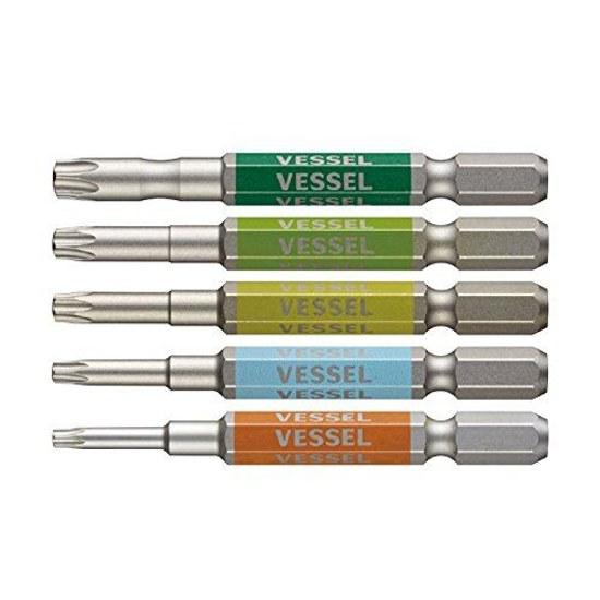 VESSEL 40V Compatible Single-Head Torx Tough Color Bit Set 5 Pieces T10H T15H T20H T25H T30H65 GS5P-33