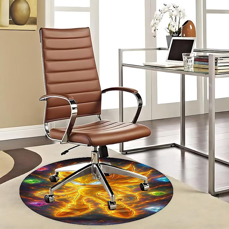 1pc Sonic the Hedgehog Super Saiyan Golden Anime Design Round Carpet Office Chair Mat Non-Slip Rug for Home Decor, Gaming Room, Seasonal Gift.J040