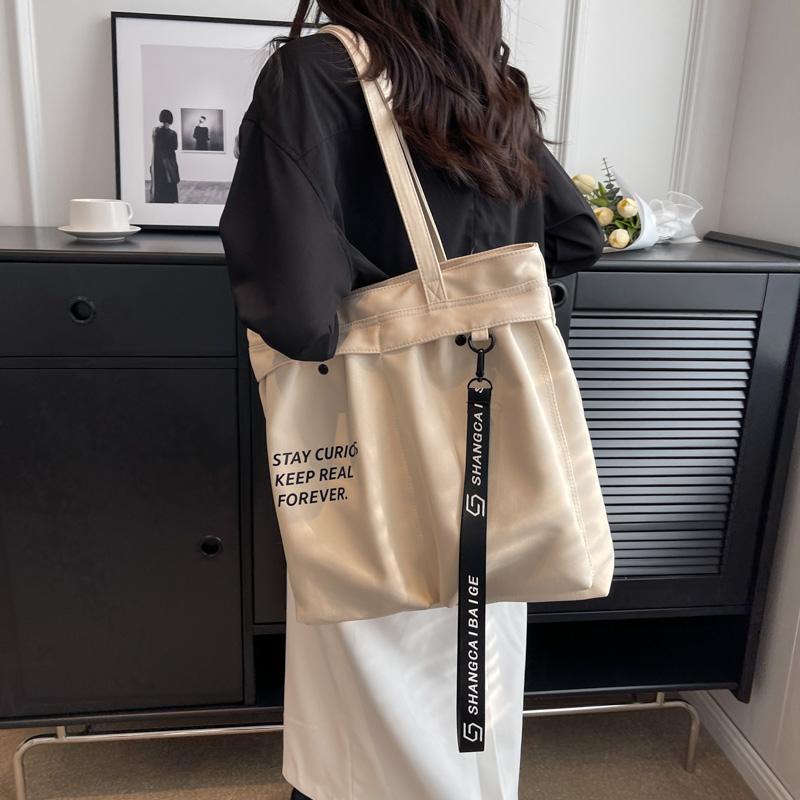 Холщовая сумка с буквенным принтом, женская большая сумка, студенческая сумка через плечо большой вместимости
