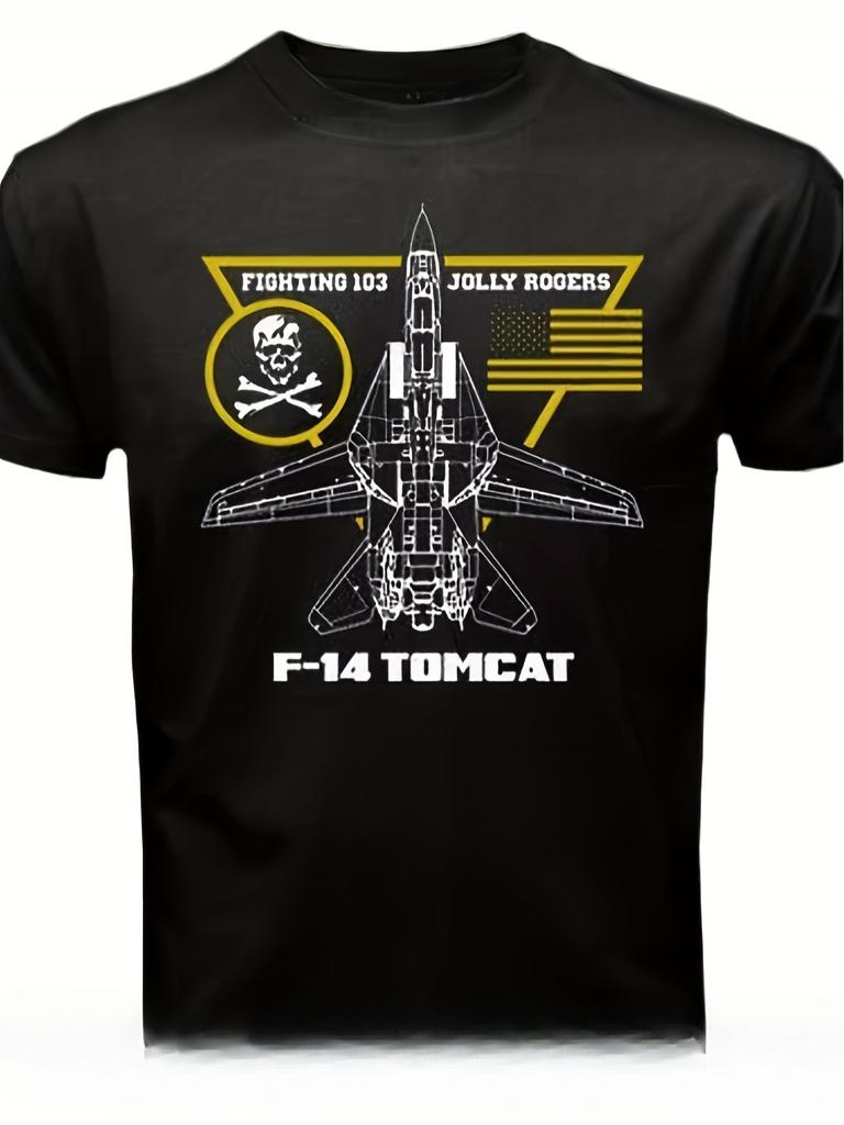 Мужская футболка F-14 Tomcat Fighting 103 Jolly Rogers Squadron Авиационная черная футболка темно-синяя золотая