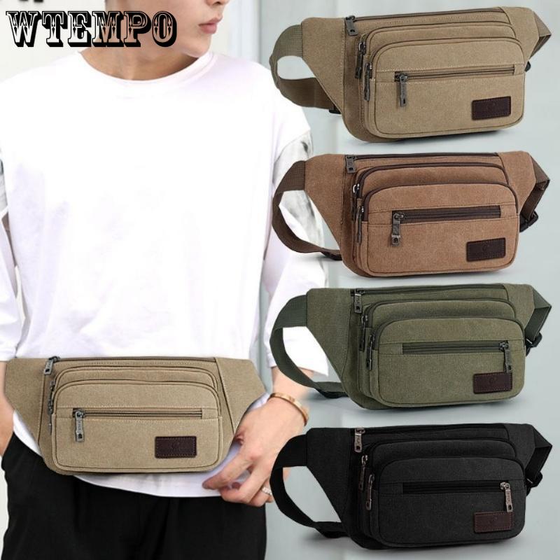 Outdoor Leisure Waist Bag Men Multi-functional Large Capacity Practical Thickened Canvas Wear-resistant Waterproof Business Cash Register