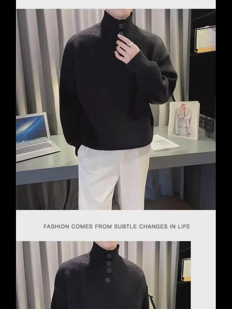 Мужская повседневная свободная толстая водолазка 2024 года