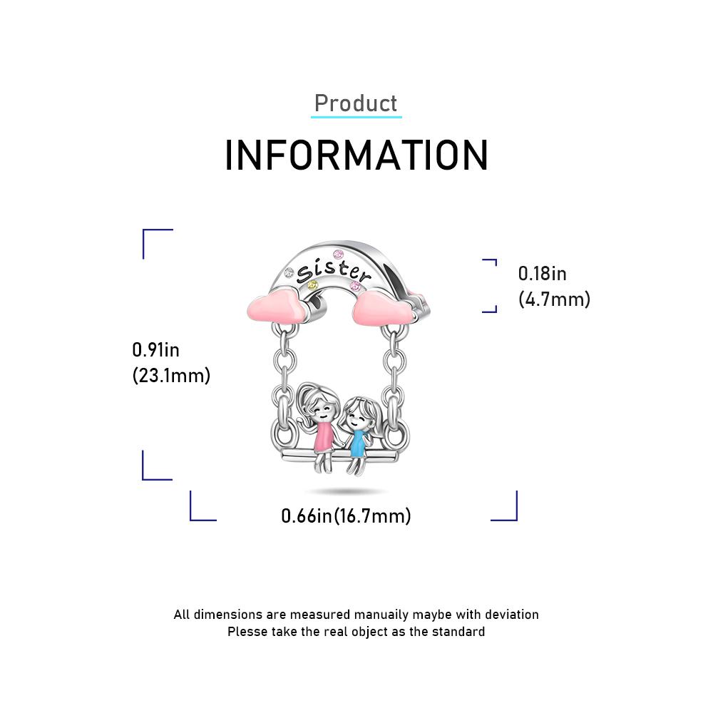 Новинка Модные Медные Сестры на Качелях Шармы Бусины Подходят для Оригинального Шарм-браслета 3 мм Бангл DIY Подарок Ювелирные Изделия