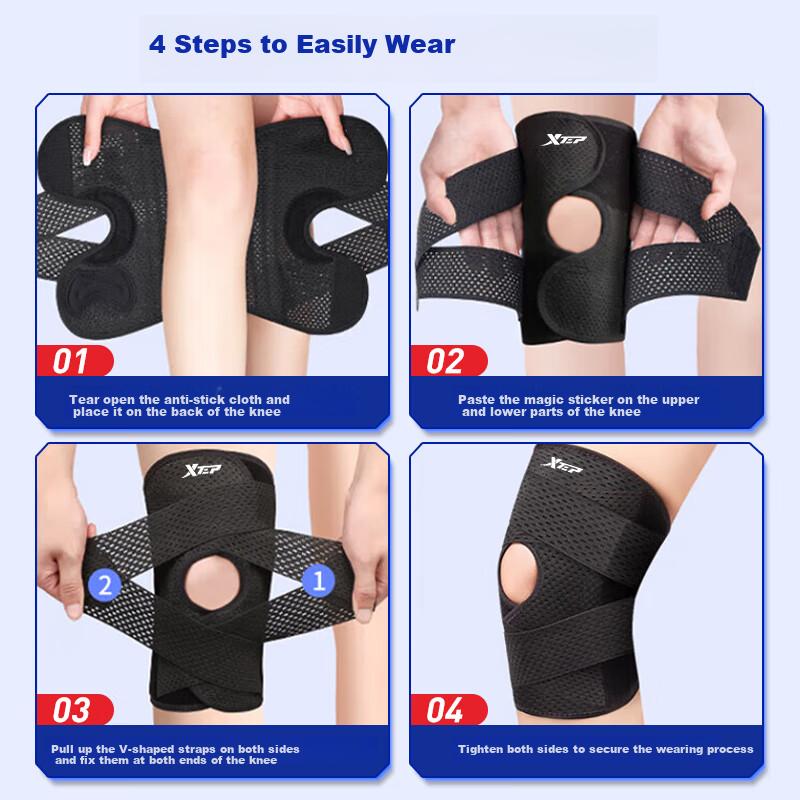 XTEP Knee Brace for Sports Synovitis, Specialized for Effusion, Patellar Ligament Pain, Thin for Summer, Suitable for Men And Women, Running