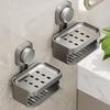 Suction Cup Soap Dish with Drainage Holes Double-Layer Wall Mounted Self Draining Bathroom Soap Dish Holder