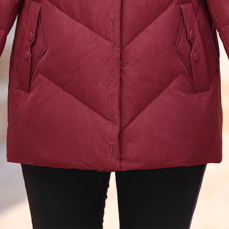 Зимнее короткое пуховое пальто для женщин, винтажная верхняя одежда больших размеров с капюшоном, элегантная, толстая, теплая, с вышивкой, пуховик, женские парки