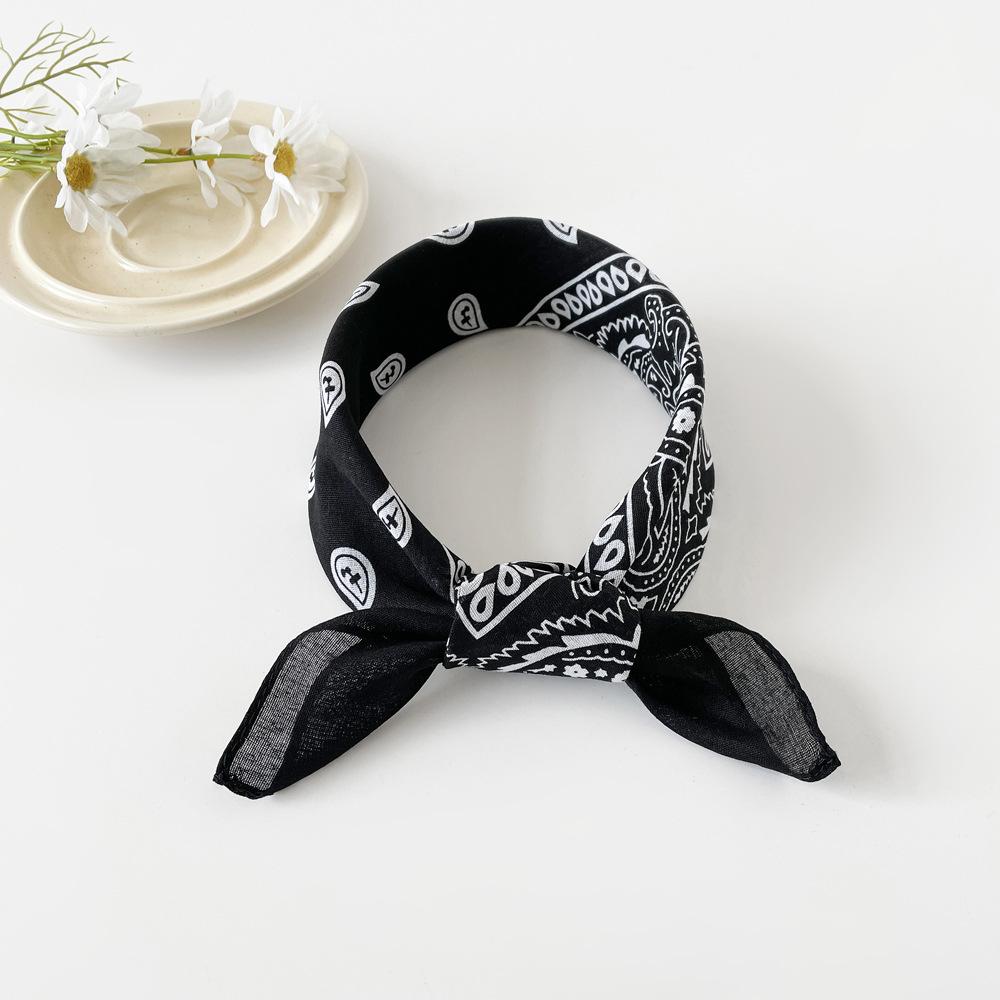 Hip-hop scarf 11cm cotton and linen small square scarf small silk scarf women's new European and American cashew nut printing versatile headscarf